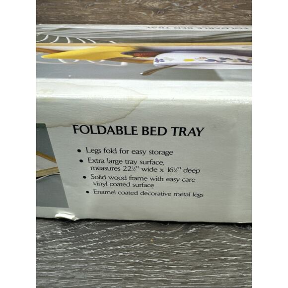 JC Penny Foldable Bed Tray Table Wood Enamel Coated Metal Frame 22.5x16.5” - Picture 4 of 5